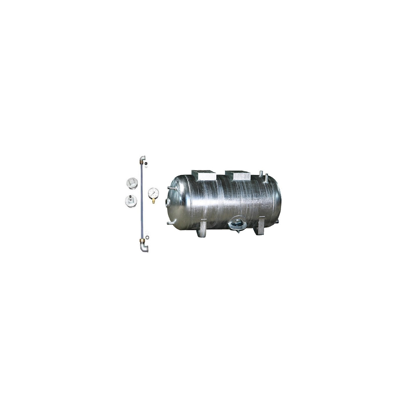 Druckbehälter 100 bis 300L 6 bar liegend mit Zubehör verzinkt Druckwasserkessel Druckkessel für Hauswasserwerk