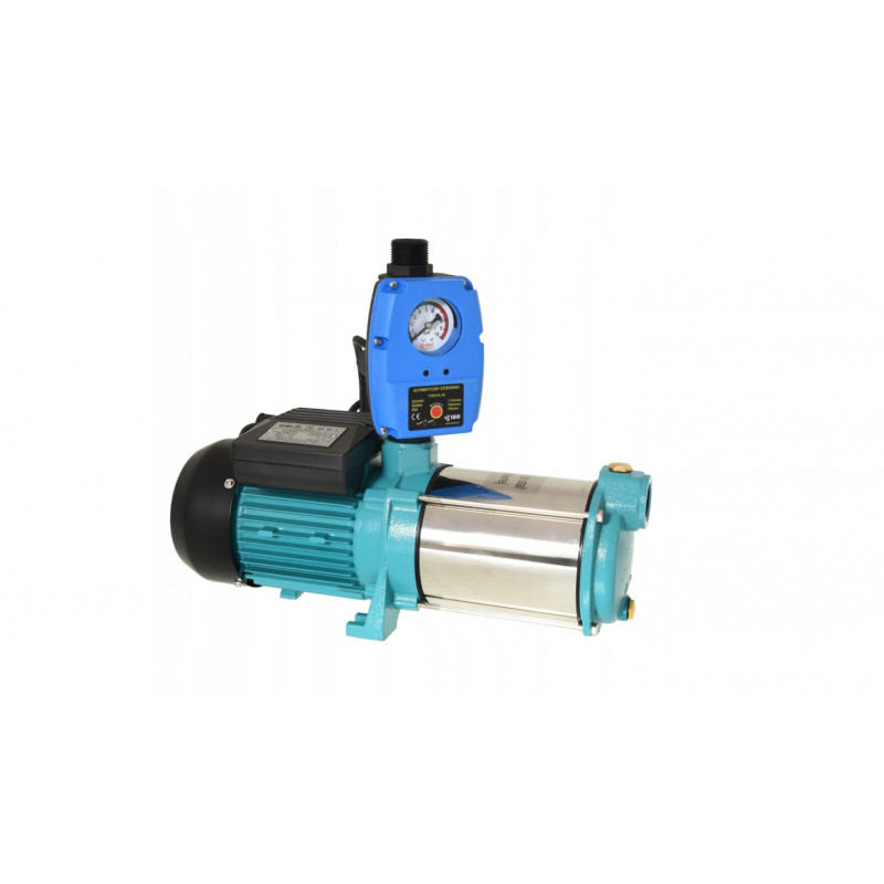 1300W Kreiselpumpe Hauswasserwerk Gartenpumpe selbstansaugend mit  Druckschalter/Pumpensteuerung(Blau) (Durchflussschalter + Manometer + durch)